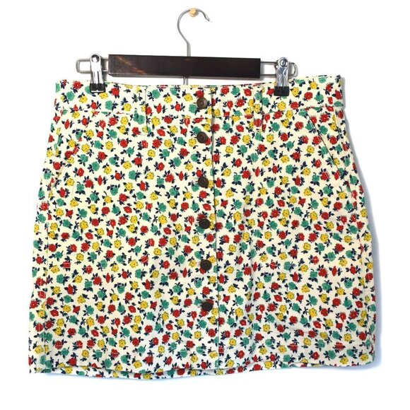J.Crew Mercantile Floral Button Front Mini Skirt Size 4 - Picture 2 of 12